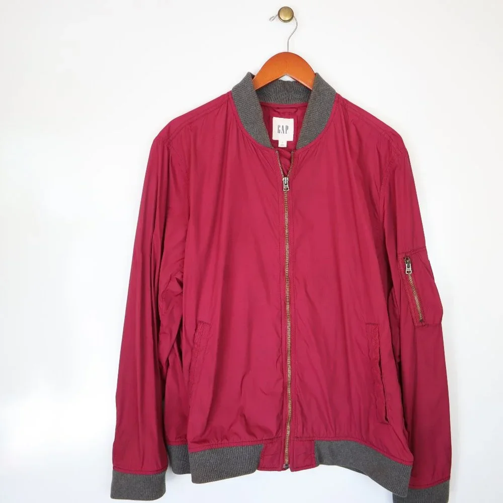 Throwback GAP Utility Puffer Zip Up Jacket Maroon Red